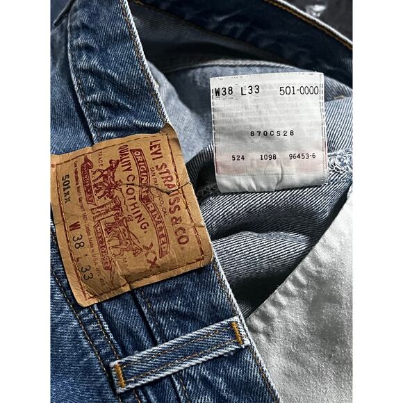Levi's  501XX Blue Denim Jeans Mens 38x33 (Fits 34x30)  Made in USA Vintage 90s - Picture 4 of 15